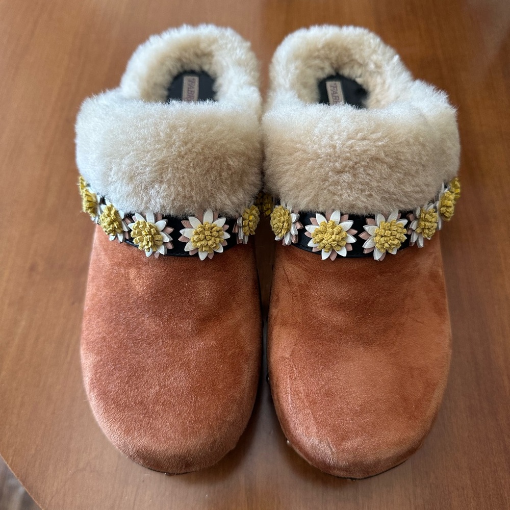 Fabrizio Viti Floral Print Suede Clogs